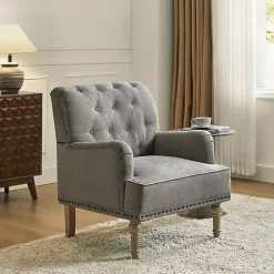 Gray Tufted Britt Accent Chair