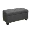 Gray Tufted Jess Storage Ottoman Bench