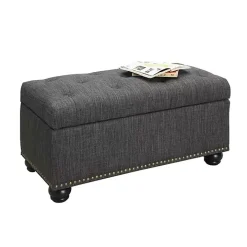 Gray Tufted Jess Storage Ottoman Bench