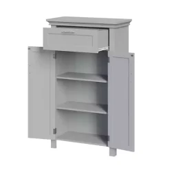 Gray Two-Door Top Shelf Cabinet