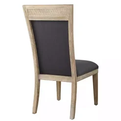 Gray Upholstered Cane Detailing Dining Chair
