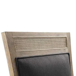 Gray Upholstered Cane Detailing Dining Chair