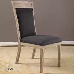 Gray Upholstered Cane Detailing Dining Chair