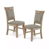 Gray Upholstered Rustic Dining Chairs, Set of 2