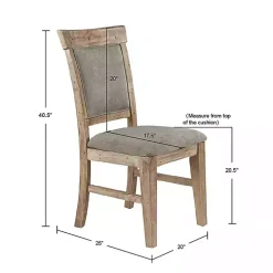 Gray Upholstered Rustic Dining Chairs, Set of 2