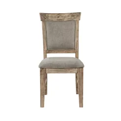 Gray Upholstered Rustic Dining Chairs, Set of 2