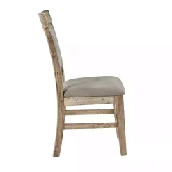 Gray Upholstered Rustic Dining Chairs, Set of 2