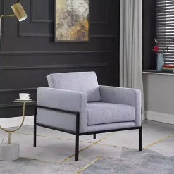 Gray Upholstered Square Accent Chair