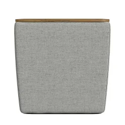 Gray Upholstered Storage Ottoman with Wood Lid