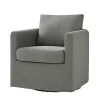 Gray Upholstered Vasser Slipcover Swivel Chair