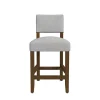 Gray Upholstered Wood Counter Stool