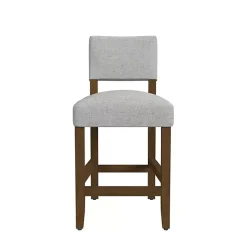 Gray Upholstered Wood Counter Stool