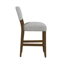 Gray Upholstered Wood Counter Stool