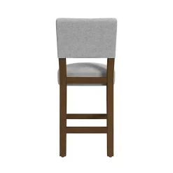 Gray Upholstered Wood Counter Stool