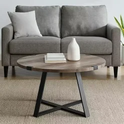 Gray Urban Rustic Round Coffee Table