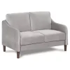 Gray Velvet Upholstered Modern Loveseat
