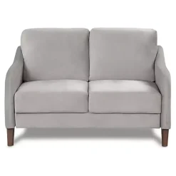 Gray Velvet Upholstered Modern Loveseat