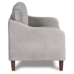 Gray Velvet Upholstered Modern Loveseat