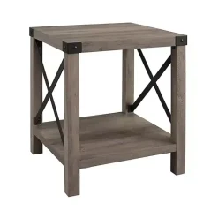 Gray Wash Industrial X-Frame Accent Table