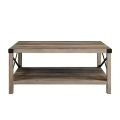 Gray Wash Industrial X-Frame Coffee Table