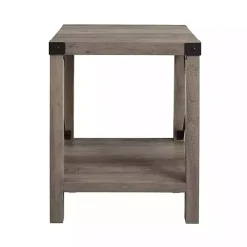 Gray Wash Industrial X-Frame Accent Table