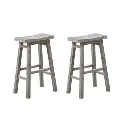 Gray Wire Brush Saddle Bar Stools, Set of 2