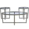 Gray Wood & Glass Top 3-pc. Table Set