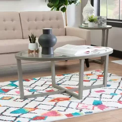 Gray Wood & Glass Top 3-pc. Table Set