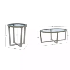 Gray Wood & Glass Top 3-pc. Table Set