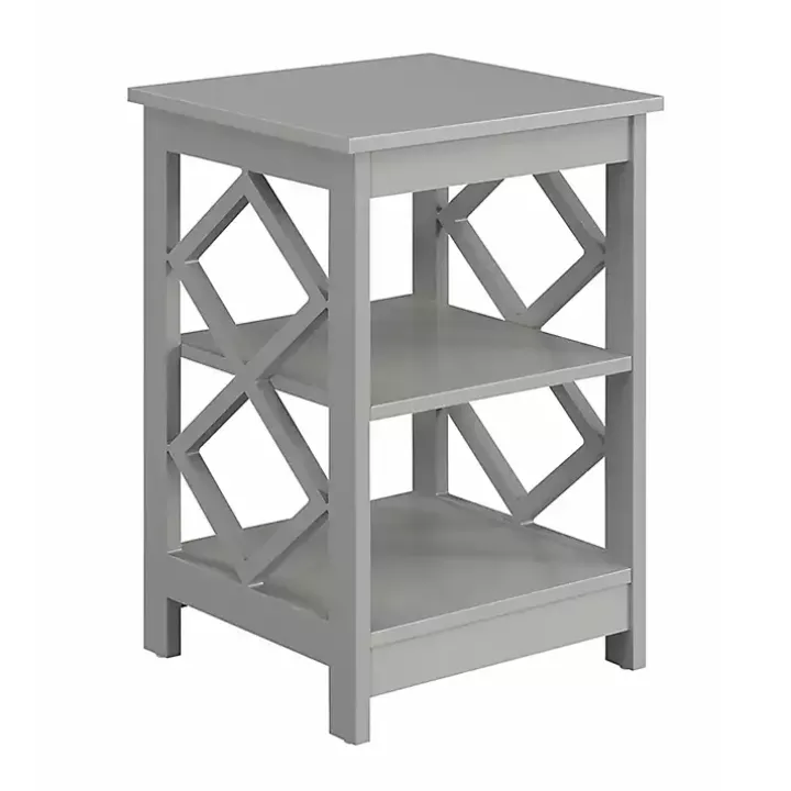 Gray Wood Diamond 2-Tier Accent Table