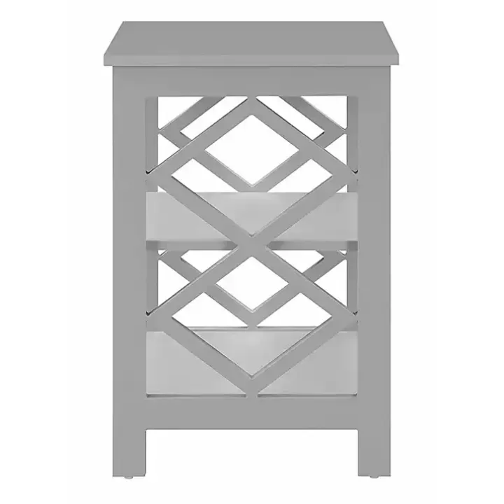 Gray Wood Diamond 2-Tier Accent Table