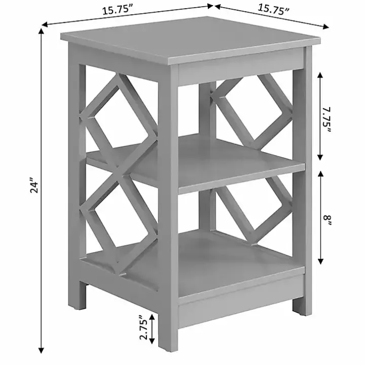 Gray Wood Diamond 2-Tier Accent Table