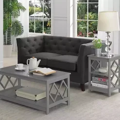 Gray Wood Diamond 2-Tier Accent Table