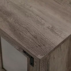 Gray Wood 2-Door LED Fireplace Cabinet