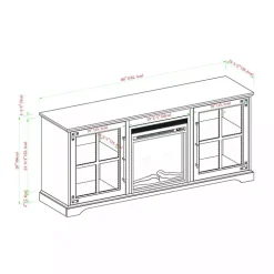 Gray Wood 2-Door LED Fireplace Cabinet