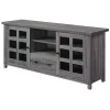 Gray Wood 2-Door Windowpane Media Cabinet