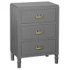 Gray Wood 3-Drawer Layla Nightstand