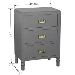 Gray Wood 3-Drawer Layla Nightstand