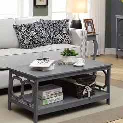 Gray Wood Geometric Sides Coffee Table