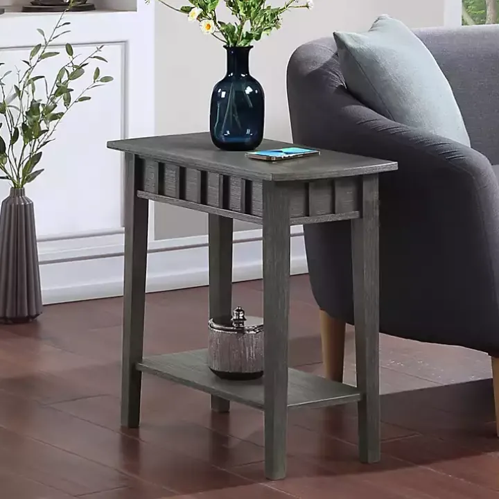 Gray Wood Slat Accent Table