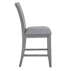 Gray Wood Upholstered Counter Stools, Set of 2