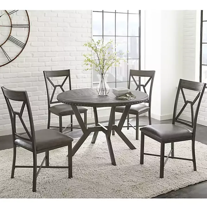 Gray Wood Upholstered 5-pc. Dining Set