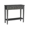 Gray Wooden Console Table with Double Drawers