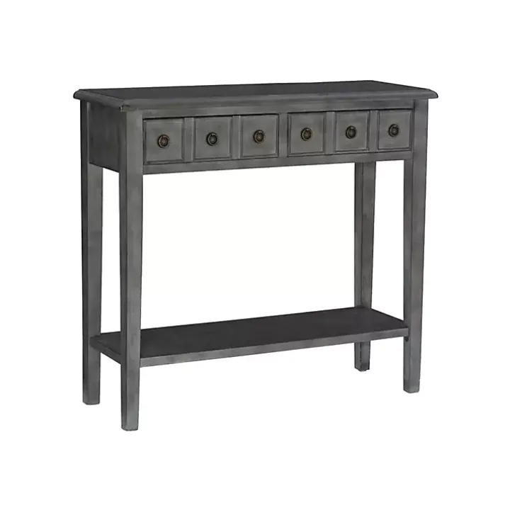 Gray Wooden Console Table with Double Drawers