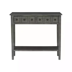 Gray Wooden Console Table with Double Drawers