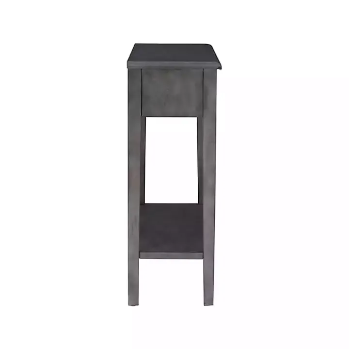 Gray Wooden Console Table with Double Drawers