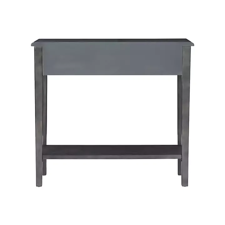 Gray Wooden Console Table with Double Drawers