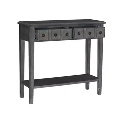 Gray Wooden Console Table with Double Drawers