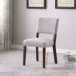 Gray Woven Upholstered Dining Chairs, Set of 2