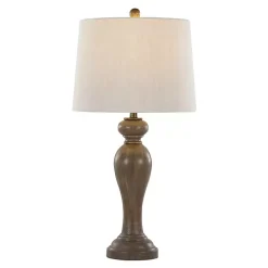 Gray-Brown Spindle Table Lamps, Set of 2